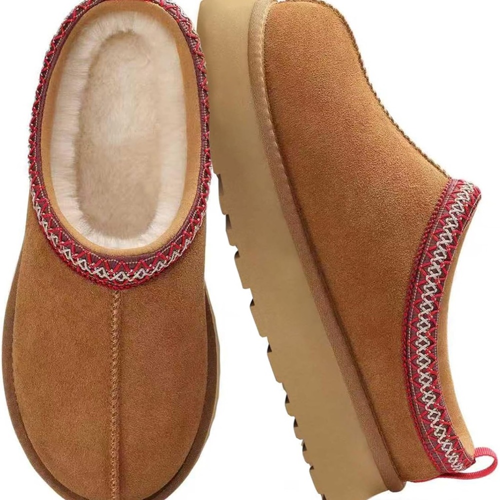 Women's Tan Slippers with Durable Soles
